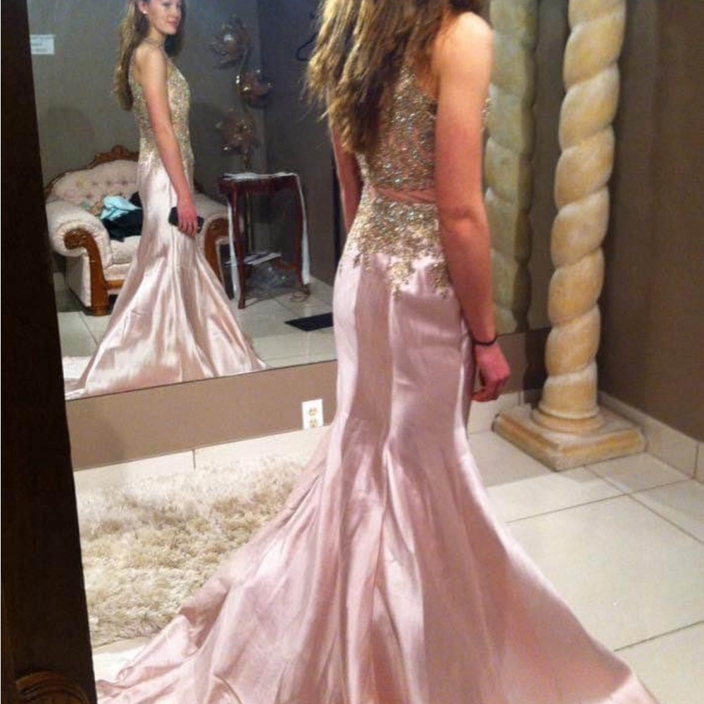 Pink & Gold Mermaid Style Prom Dress